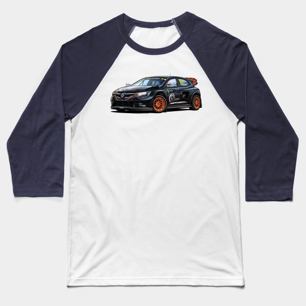 Renault Megane RX Super Car Baseball T-Shirt by Mario Ramos Rally Art